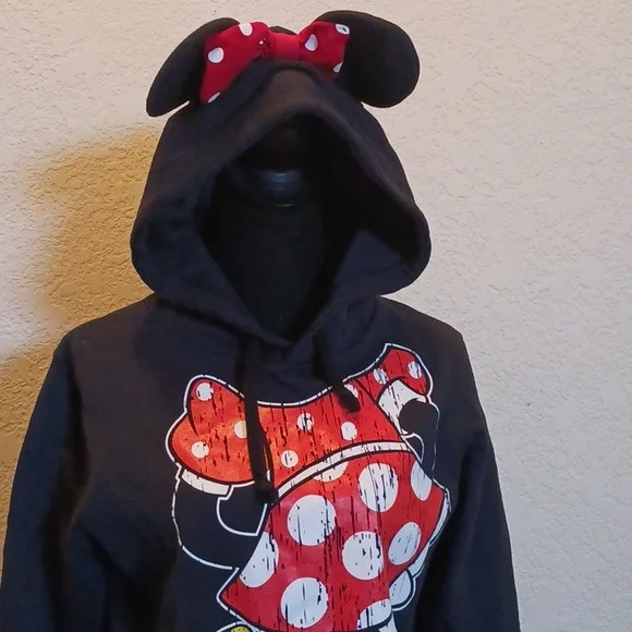 Disney Parks Minnie Mouse Hoodie With Ears Size Medium - Picture 2 of 9
